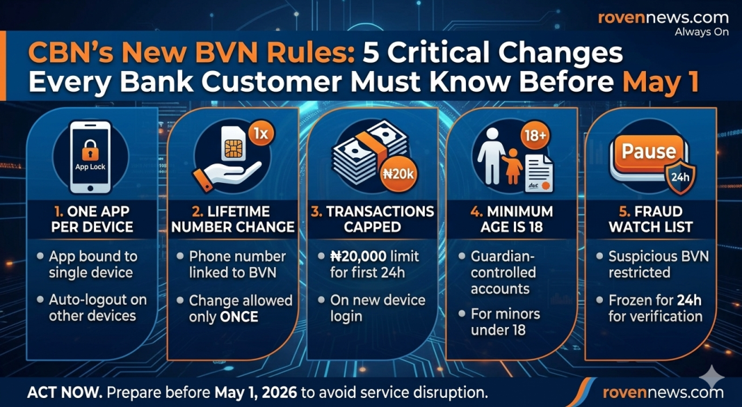 CBN’s New BVN Rules: 5 Critical Changes Every Bank Customer Must Know Before May 1