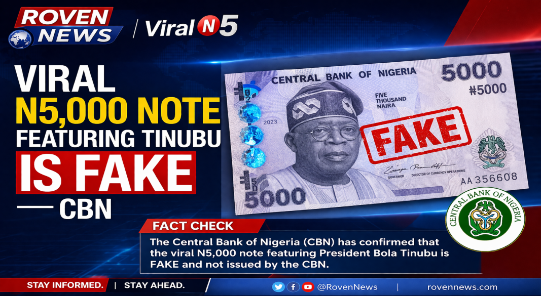 AI Generated Image Viral N5,000 note featuring Tinubu is fake — CBN