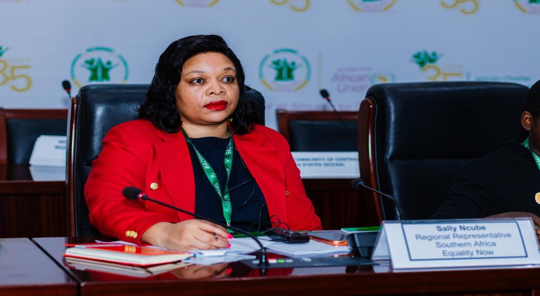 Sally Ncube, Equality Now, speaking at the launch of the Thematic Report during the 47th Ordinary Session of the African Committee of Experts on the Rights and Welfare of the Child. Photo Credit - Chris ImageWorld