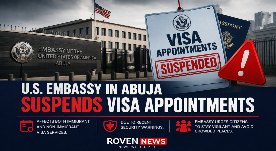 Visa appointments suspended at U.S. Embassy